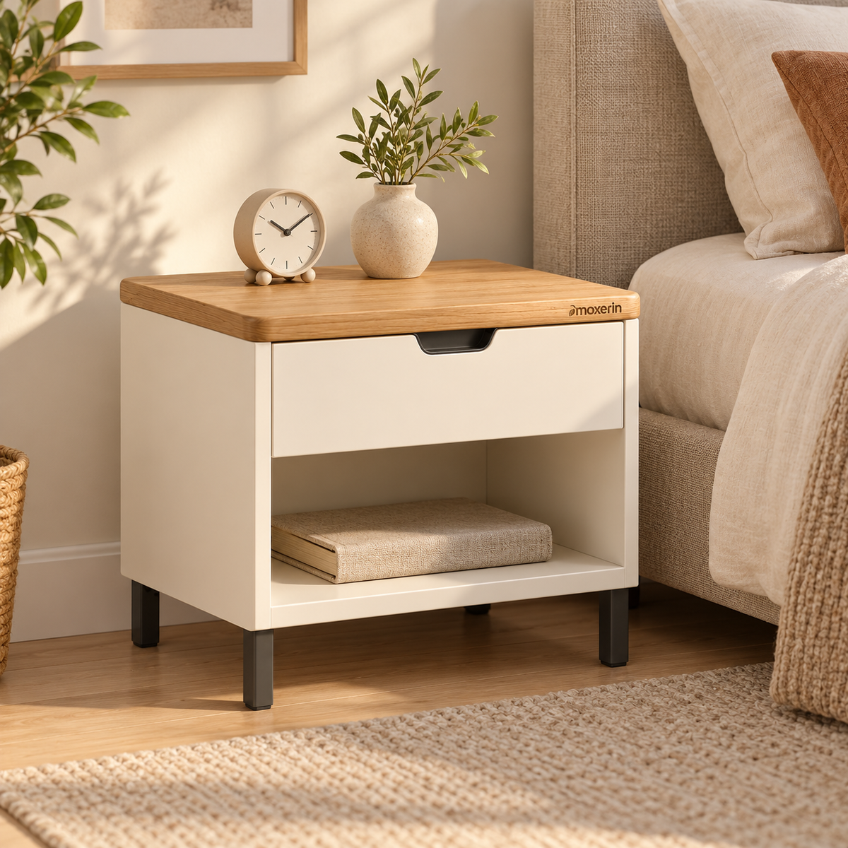 Moxerin Quietkeep One-Drawer Nightstand with Open Shelf