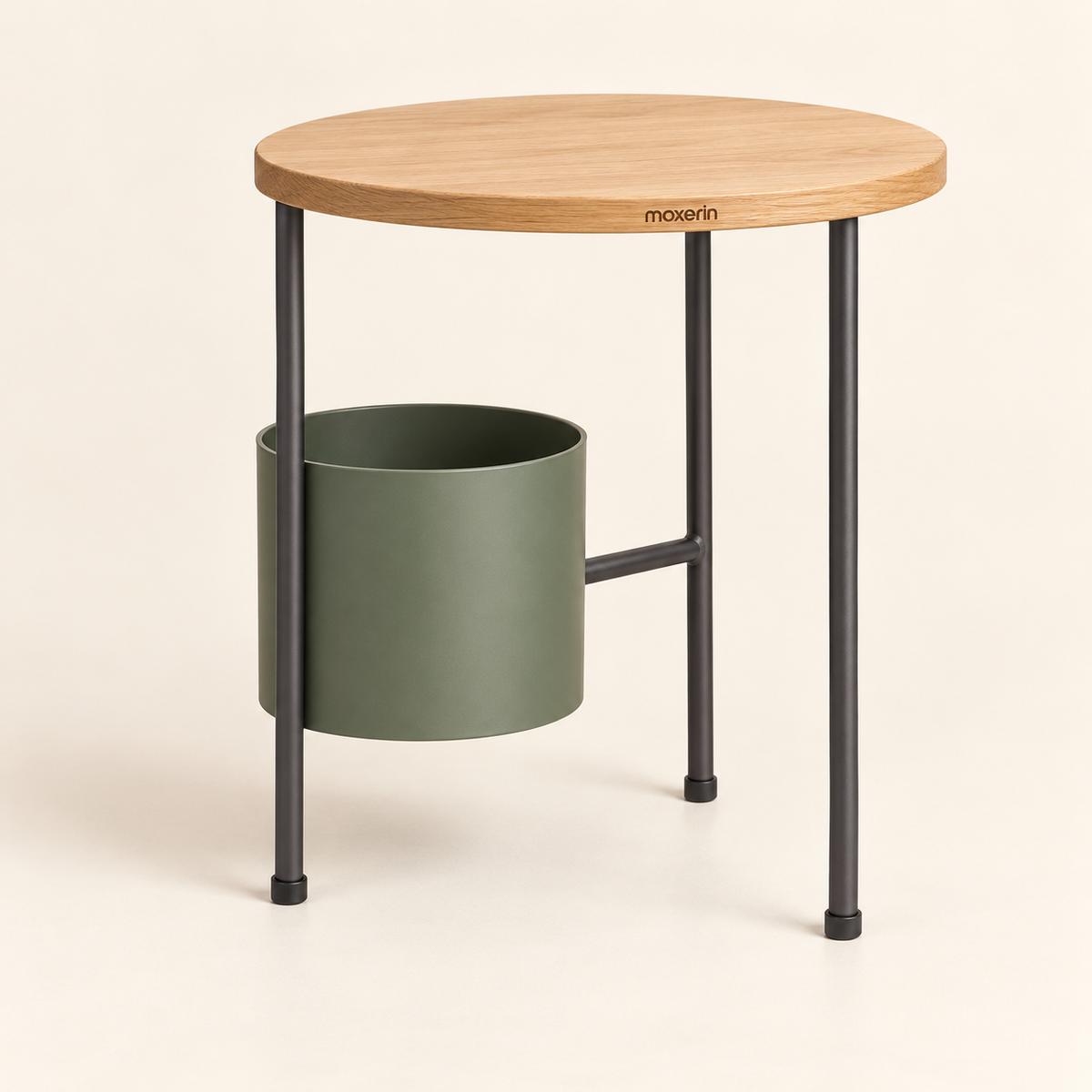 Moxerin Leafline Side Table with Integrated Plant Holder
